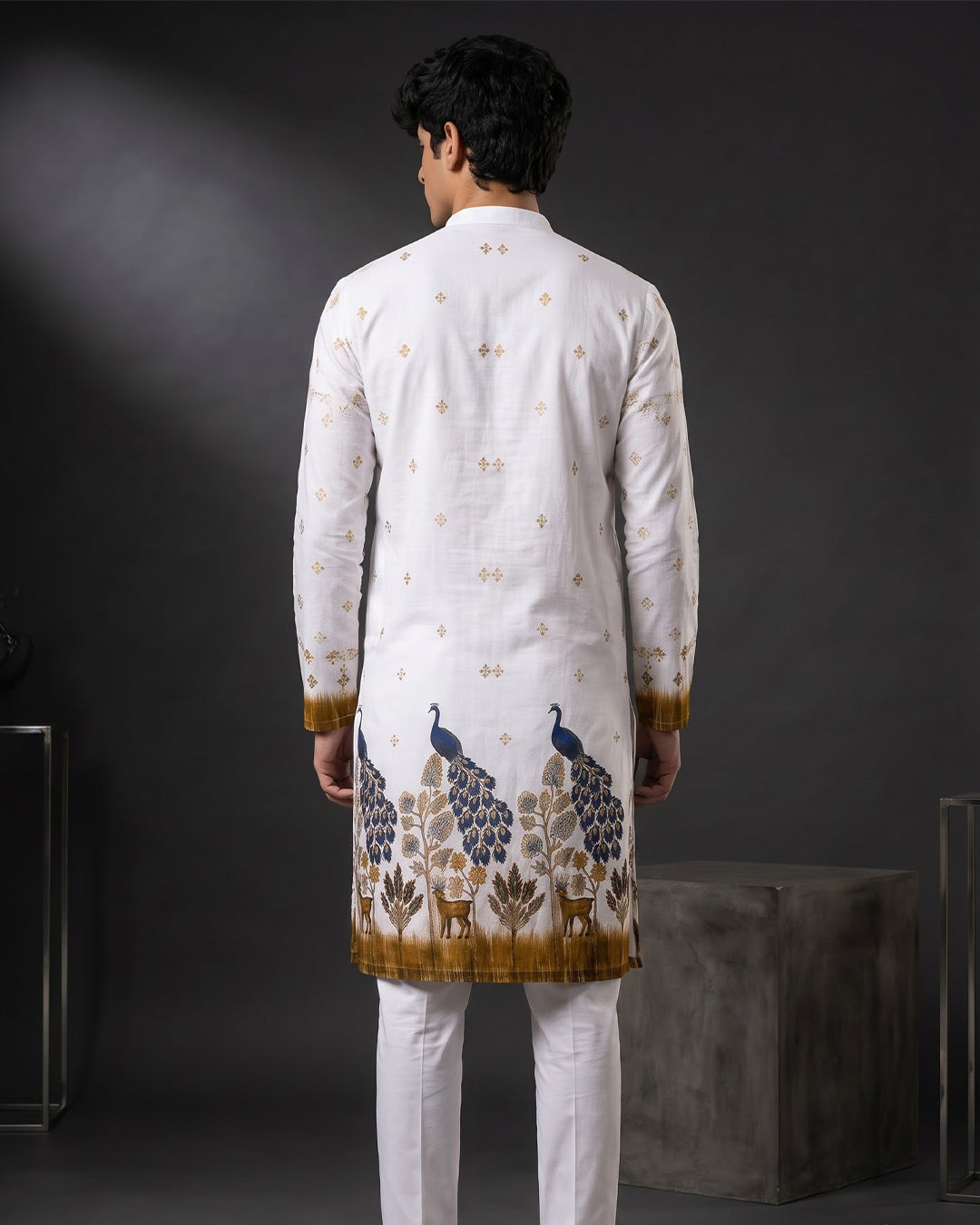 Men's Premium Printed Kurta Pajama Set | White Ethnic Wear for All Festive
