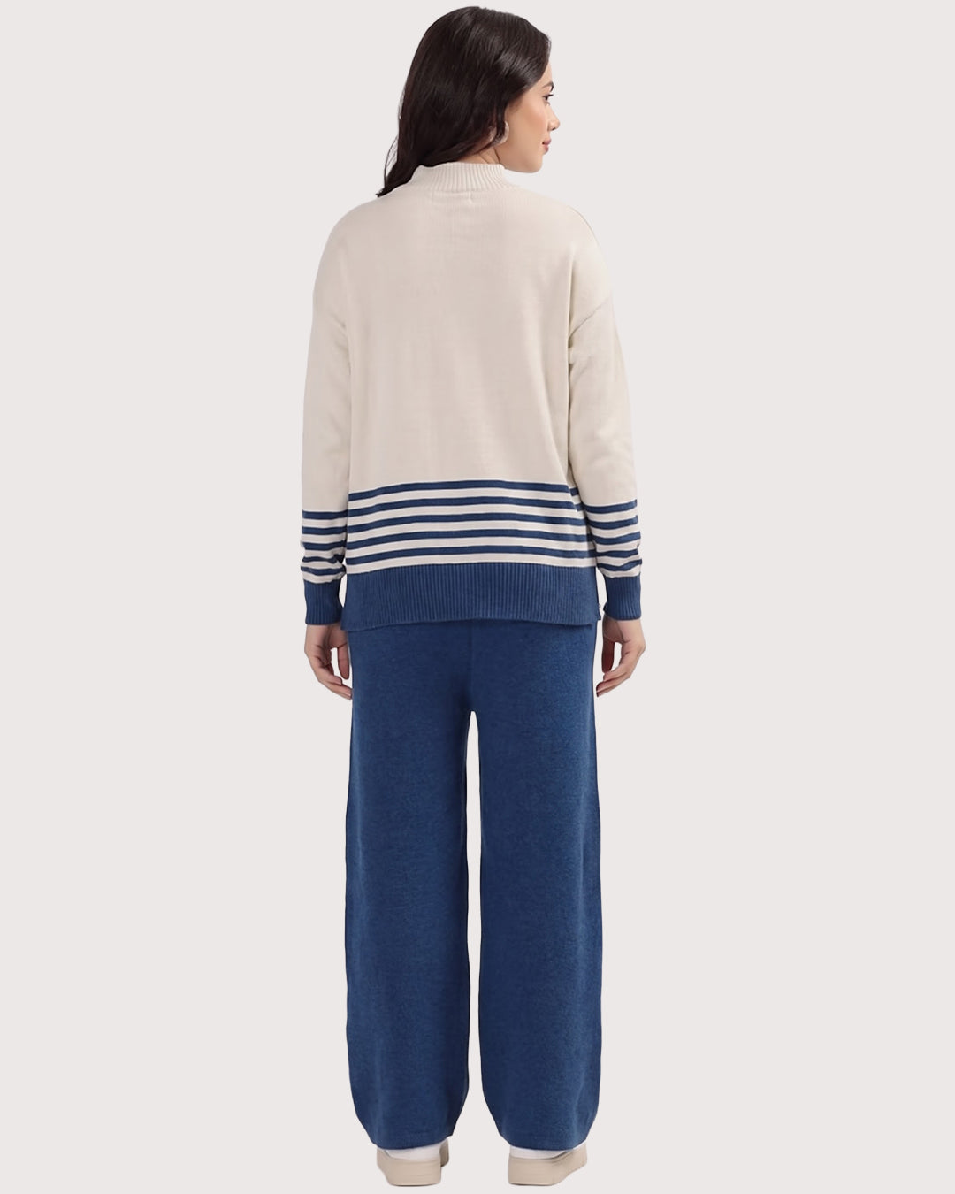 Women's Winter Knit Co-Ord Set – High Neck Sweater & Wide Leg Pants